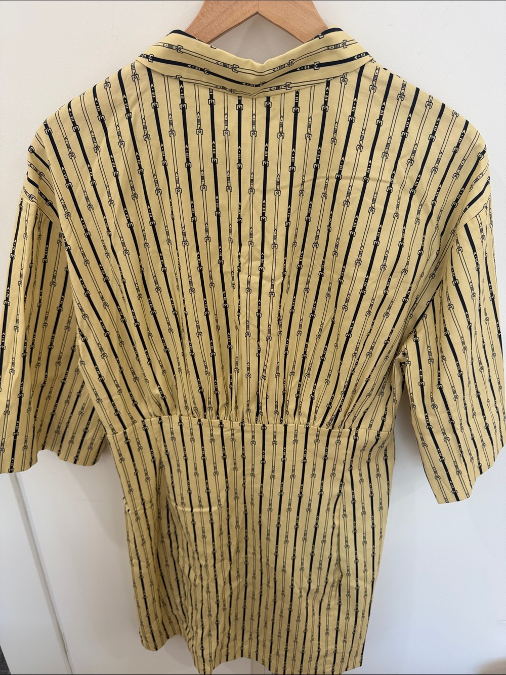 Reformation Yellow Button-Down Dress with Black Stripe Pattern - Picture 6 of 6